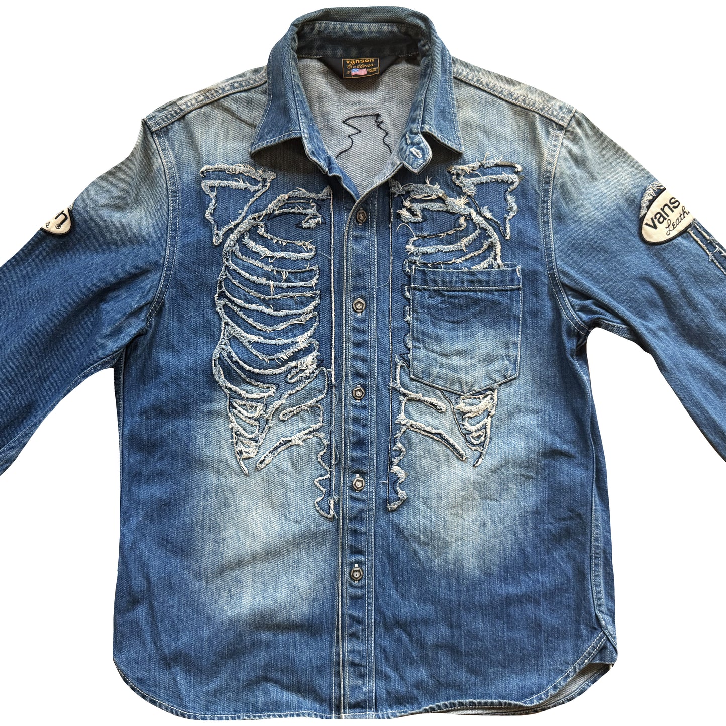 Vanson Leathers Skeleton Denim Shirt - M