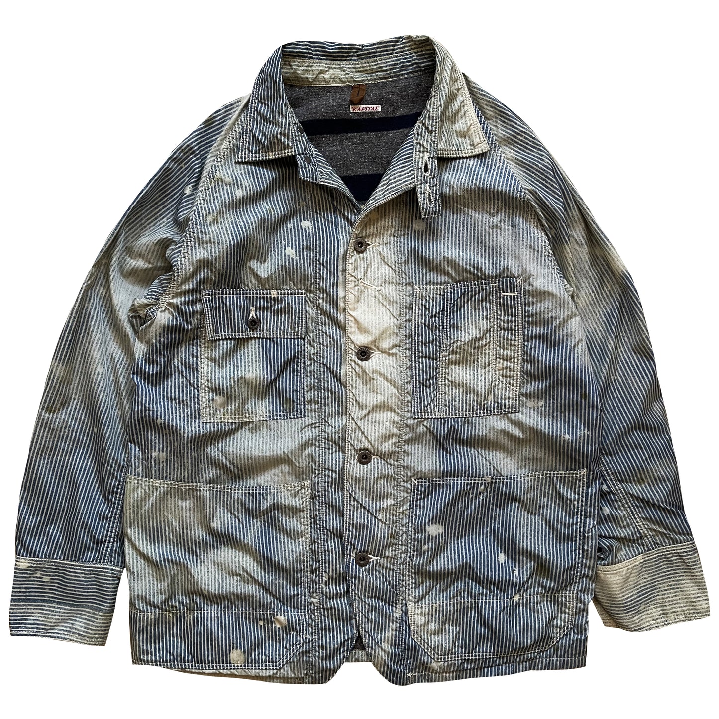 Kapital Hickory Striped Distressed Jacket - M