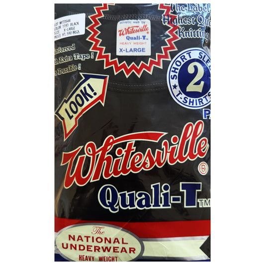 Whitesville Quali-T 2 Pack T-Shirt Black Heavyweight - XL