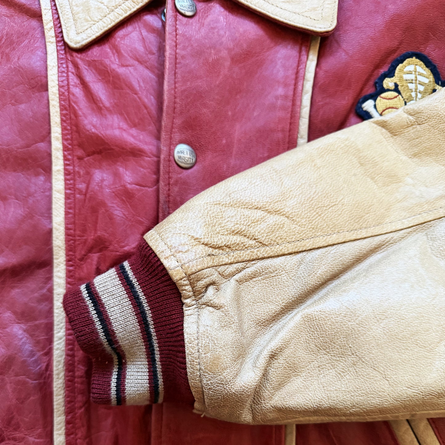 Avirex 'Chief High Hawk' Leather Varsity Jacket - S