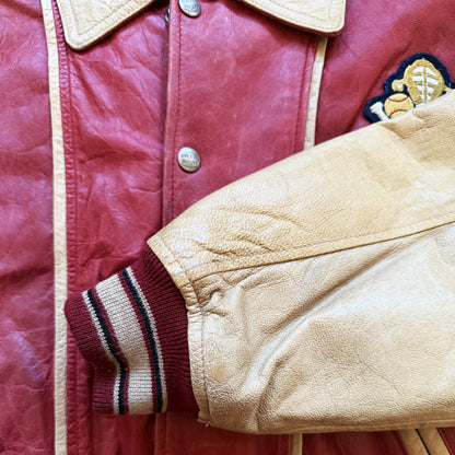 Avirex 'Chief High Hawk' Leather Varsity Jacket - S