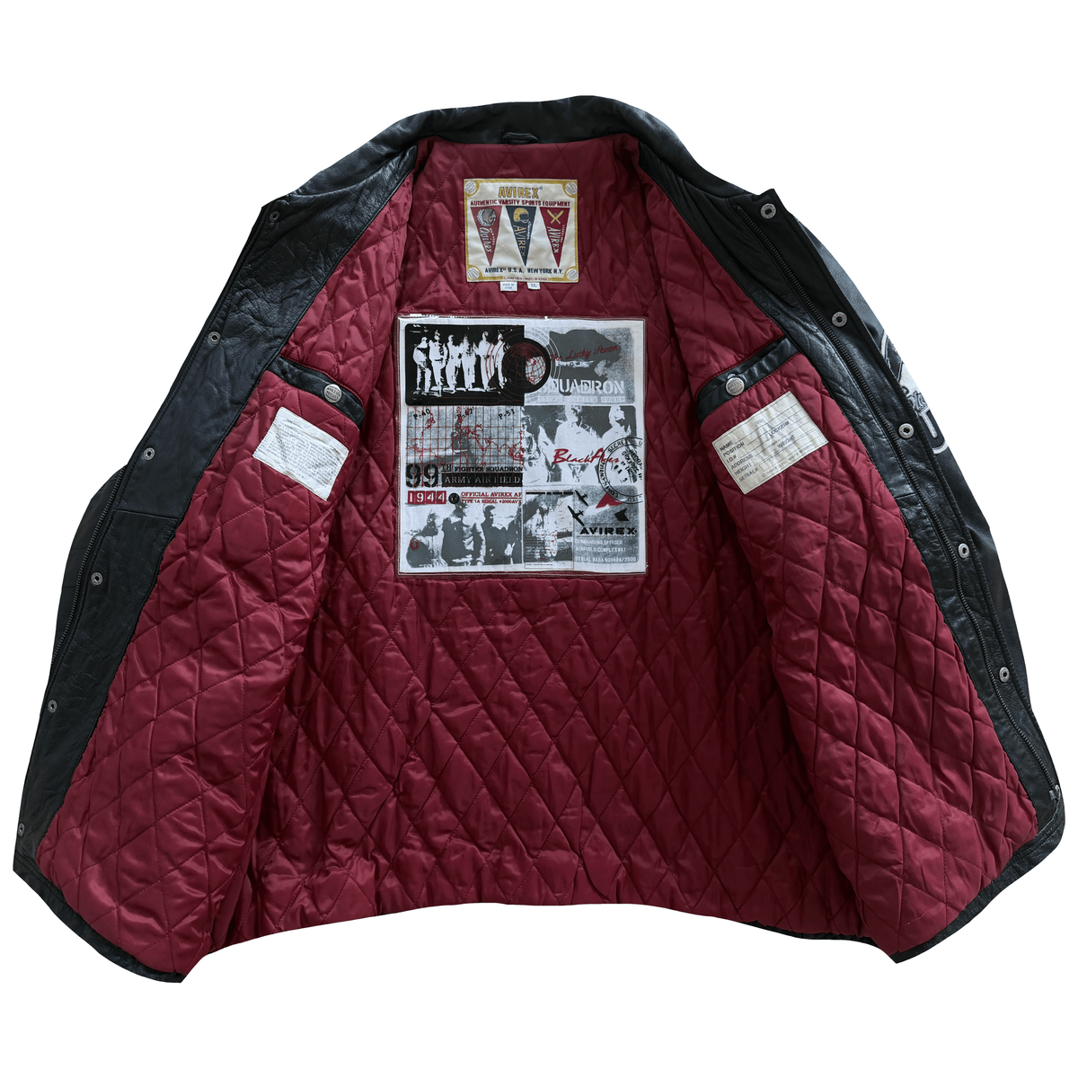 Avirex 'Black Aces' Leather Varsity Jacket - XL