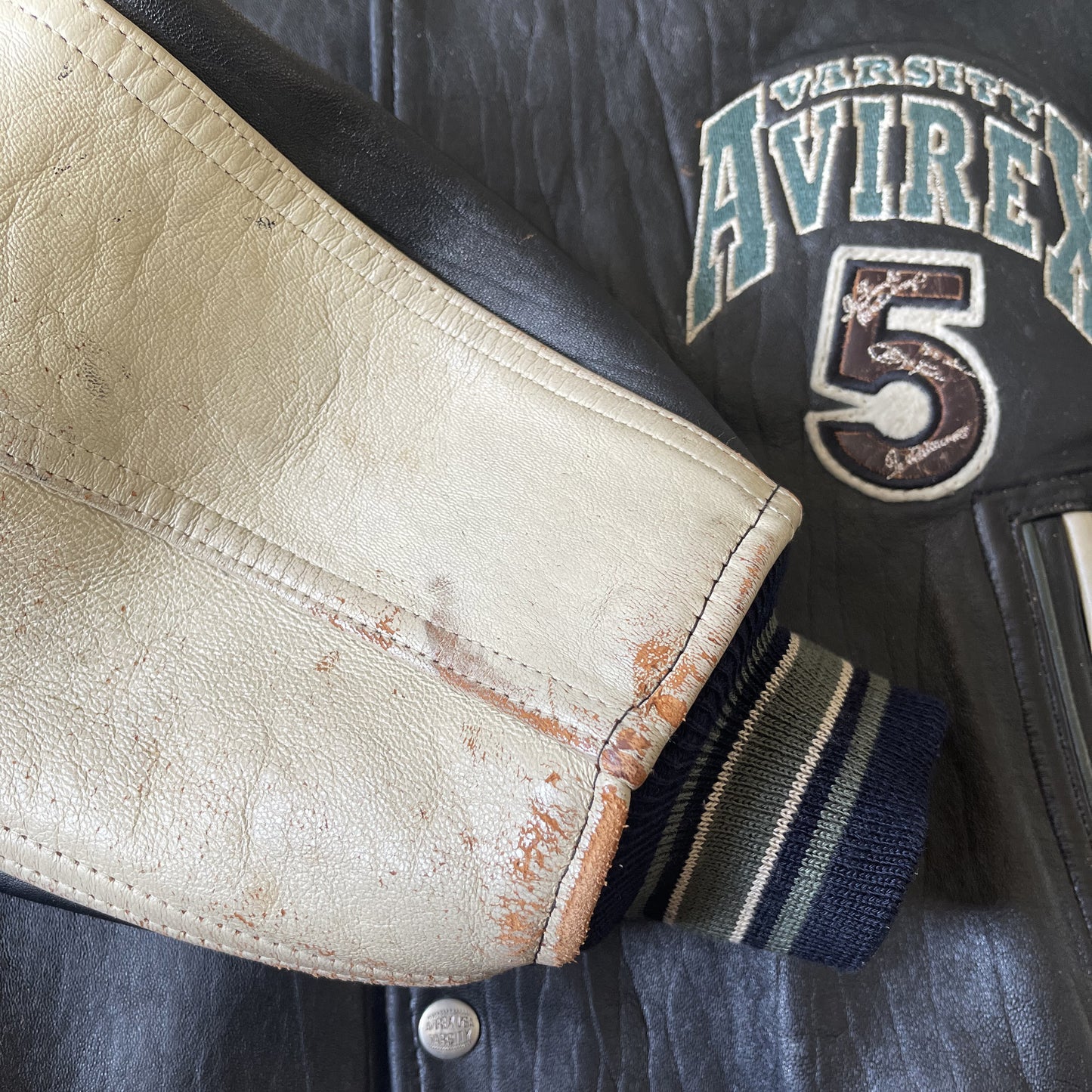 Avirex Wild Bears Leather Varsity Jacket - S
