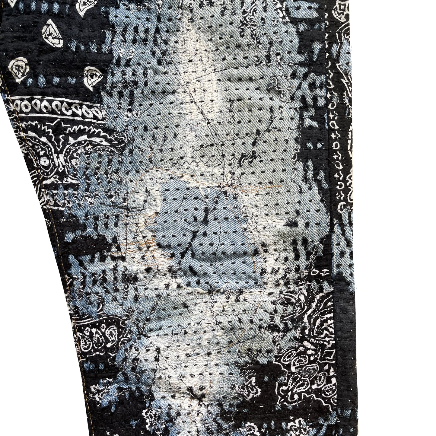 Boro Patchwork Sashiko Distressed Jeans - W34"