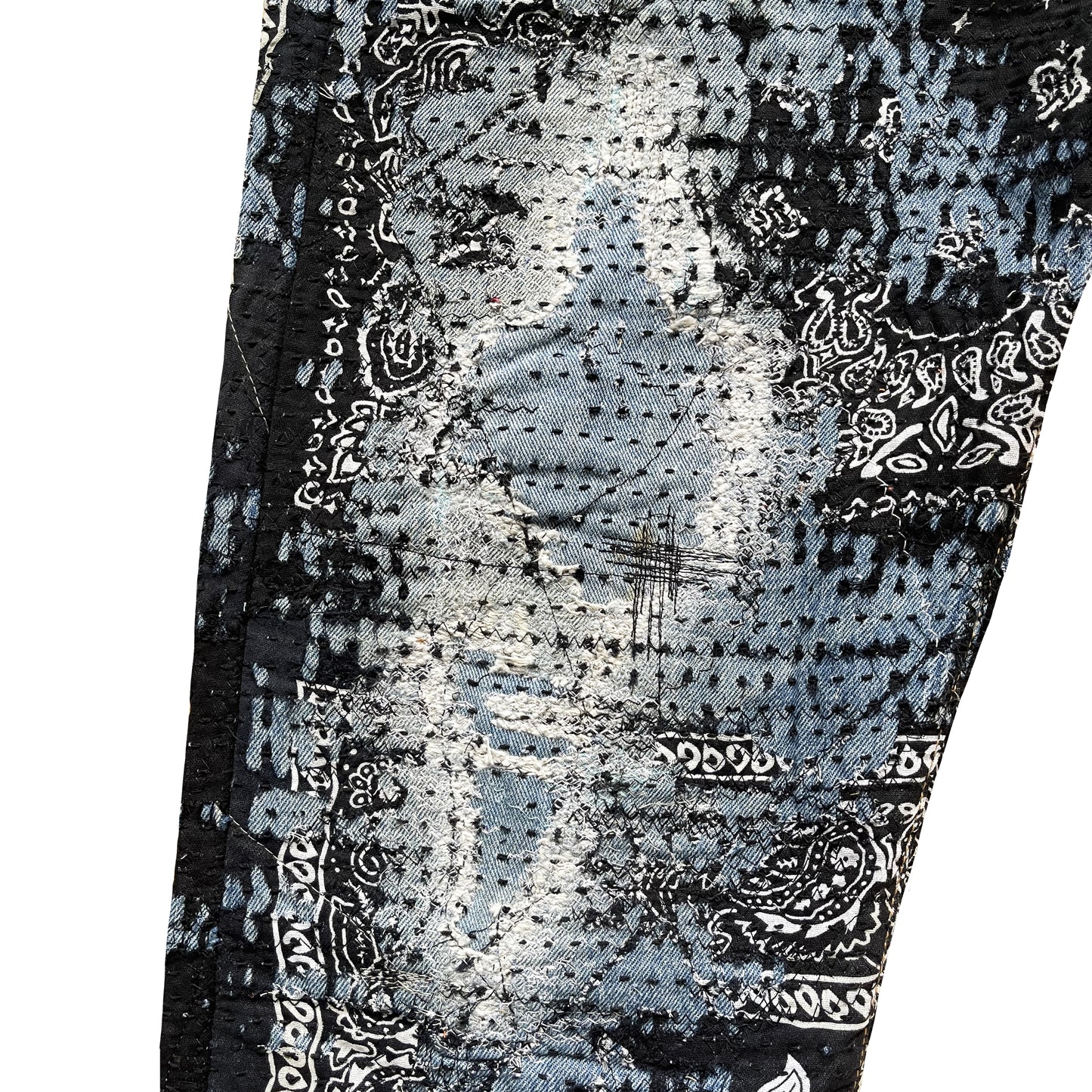 Boro Patchwork Sashiko Distressed Jeans - W34"