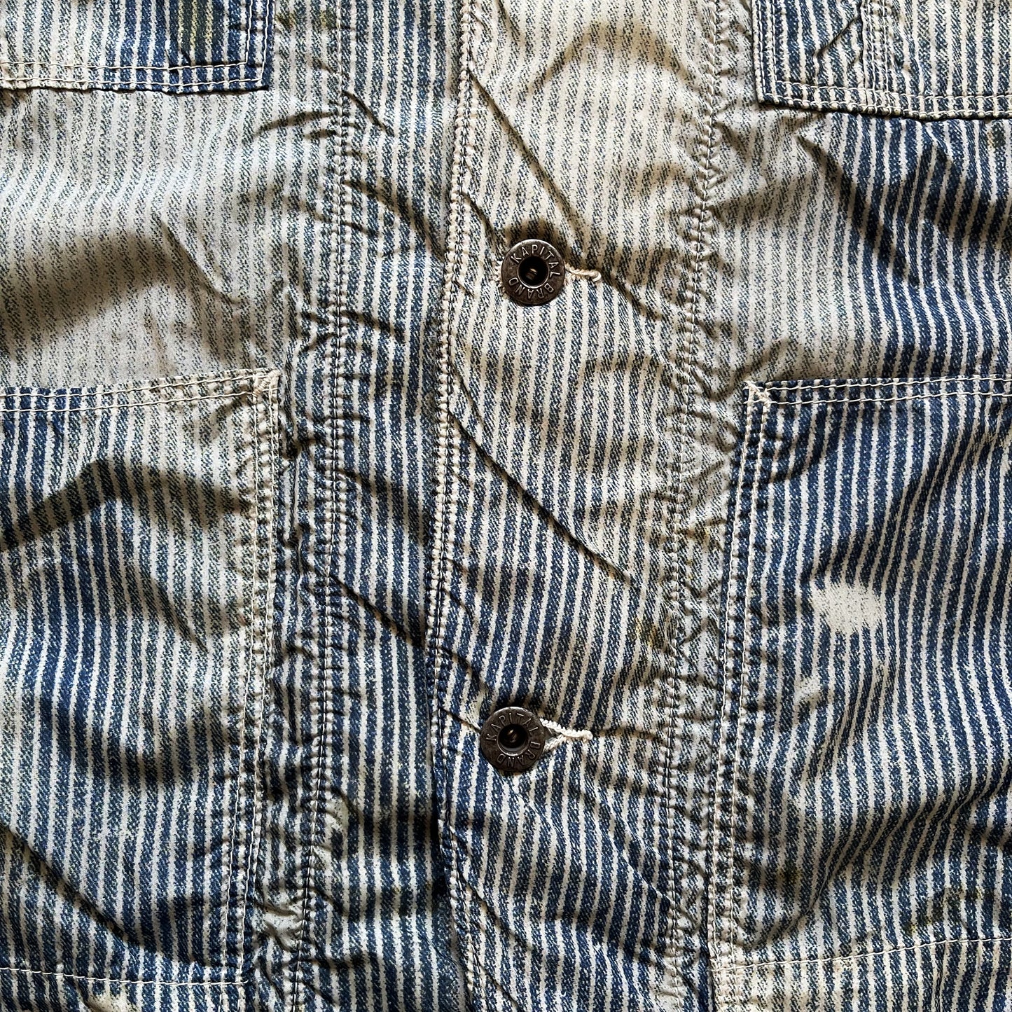 Kapital Hickory Striped Distressed Jacket - M