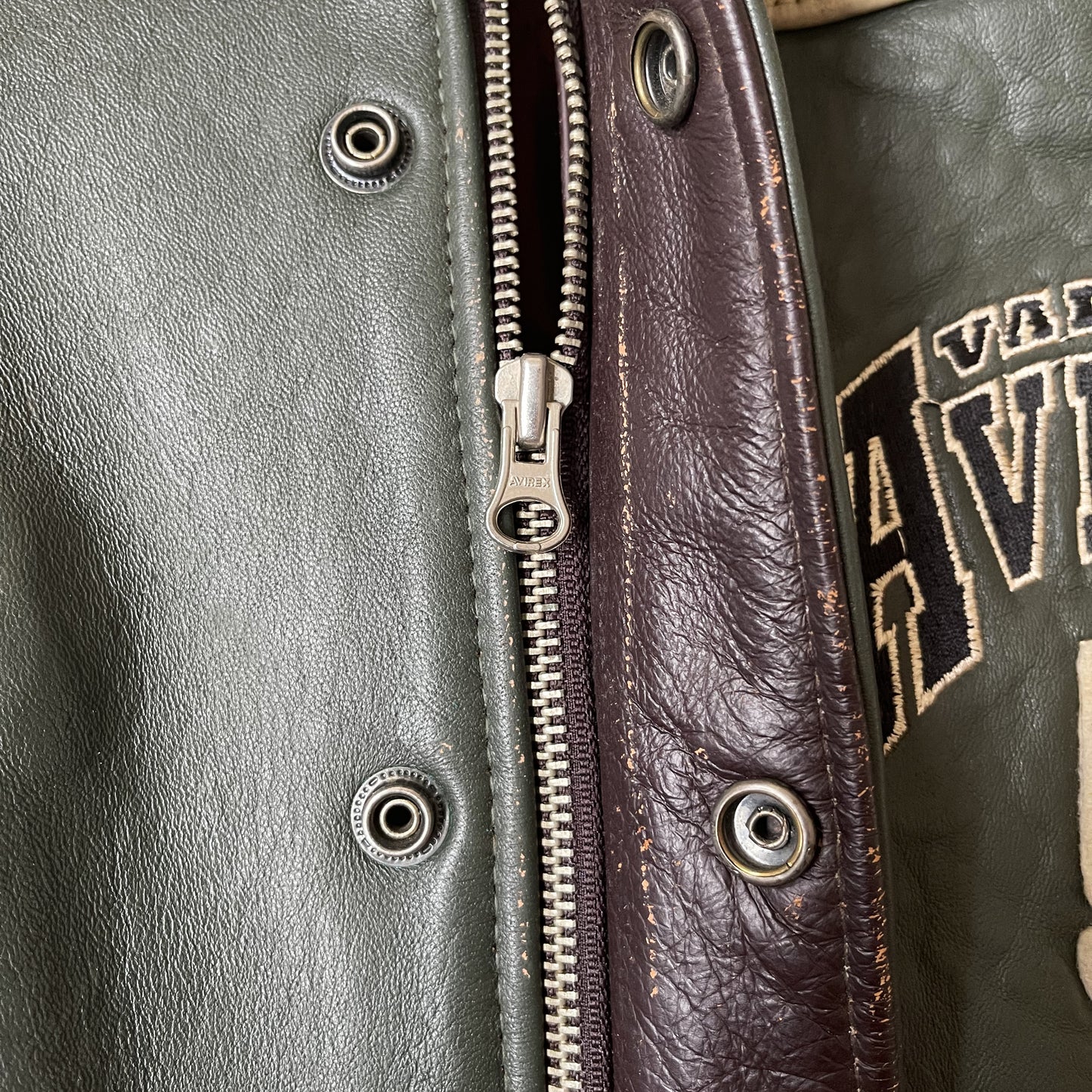 Avirex Wild Bears Leather Varsity Jacket - M