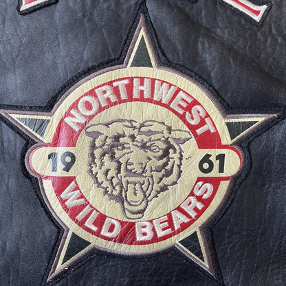 Avirex Wild Bears Leather Varsity Jacket - S