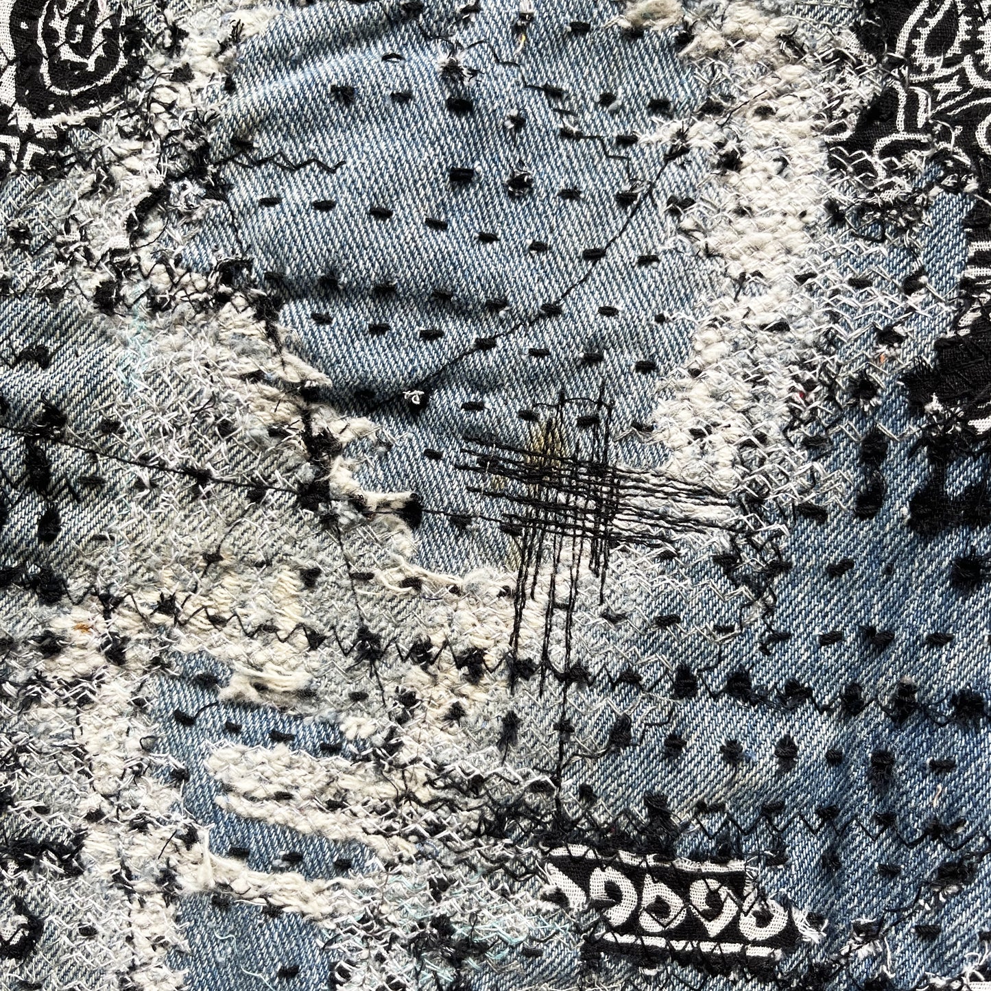 Boro Patchwork Sashiko Distressed Jeans - W34"