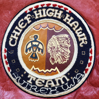 Avirex 'Chief High Hawk' Leather Varsity Jacket - S