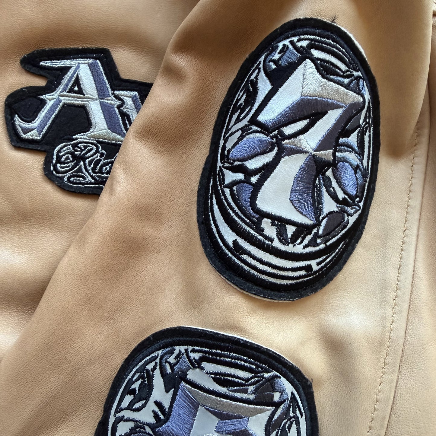 Avirex 'Rides & Rims' Leather Varsity Jacket - L