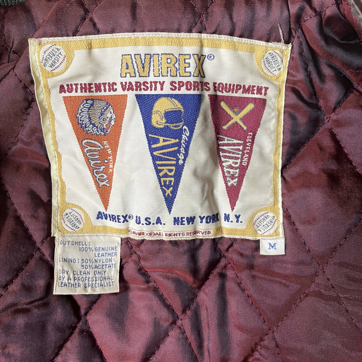 Avirex Wild Bears Leather Varsity Jacket - M