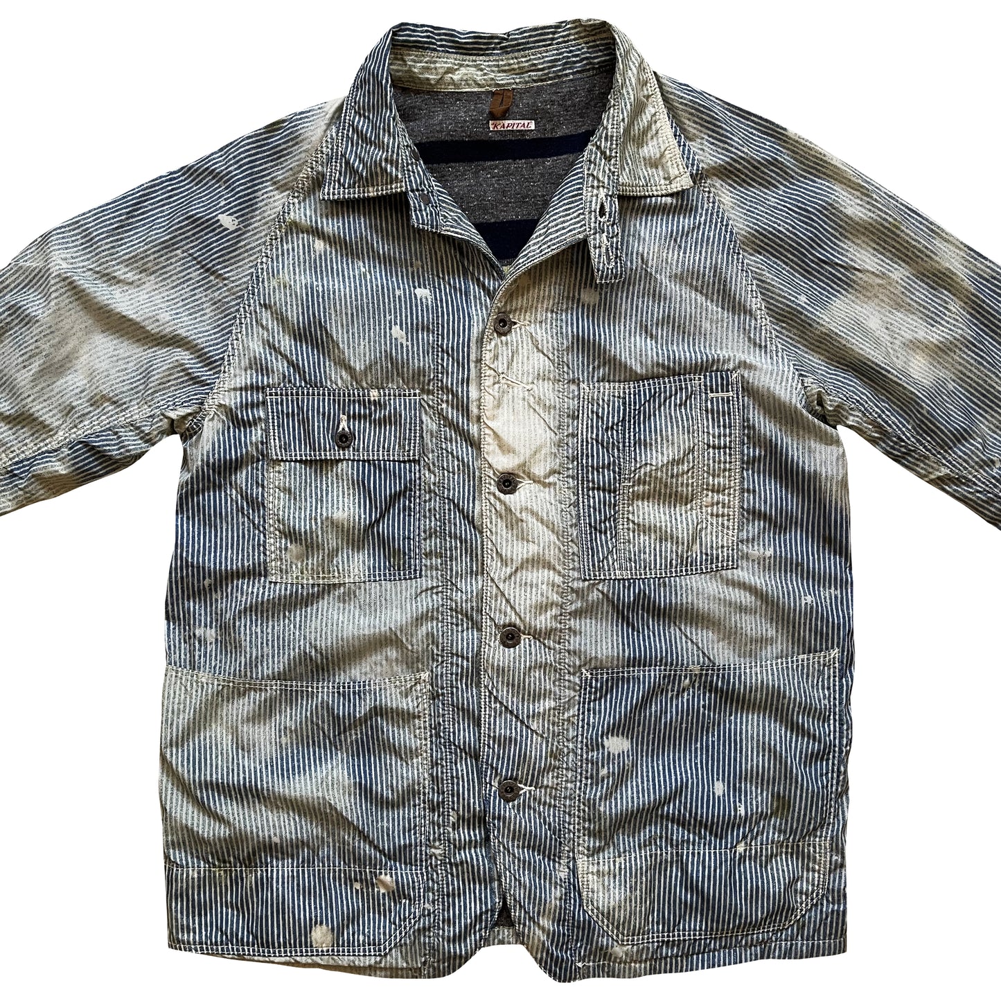 Kapital Hickory Striped Distressed Jacket - M