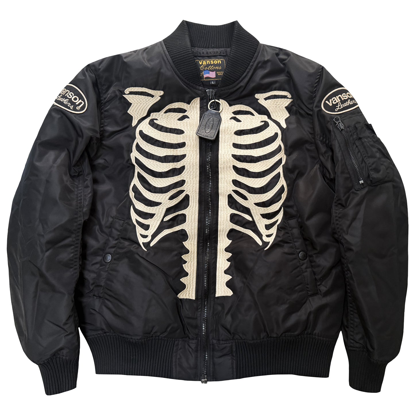 Vanson Leathers Skeleton Bomber Jacket - L