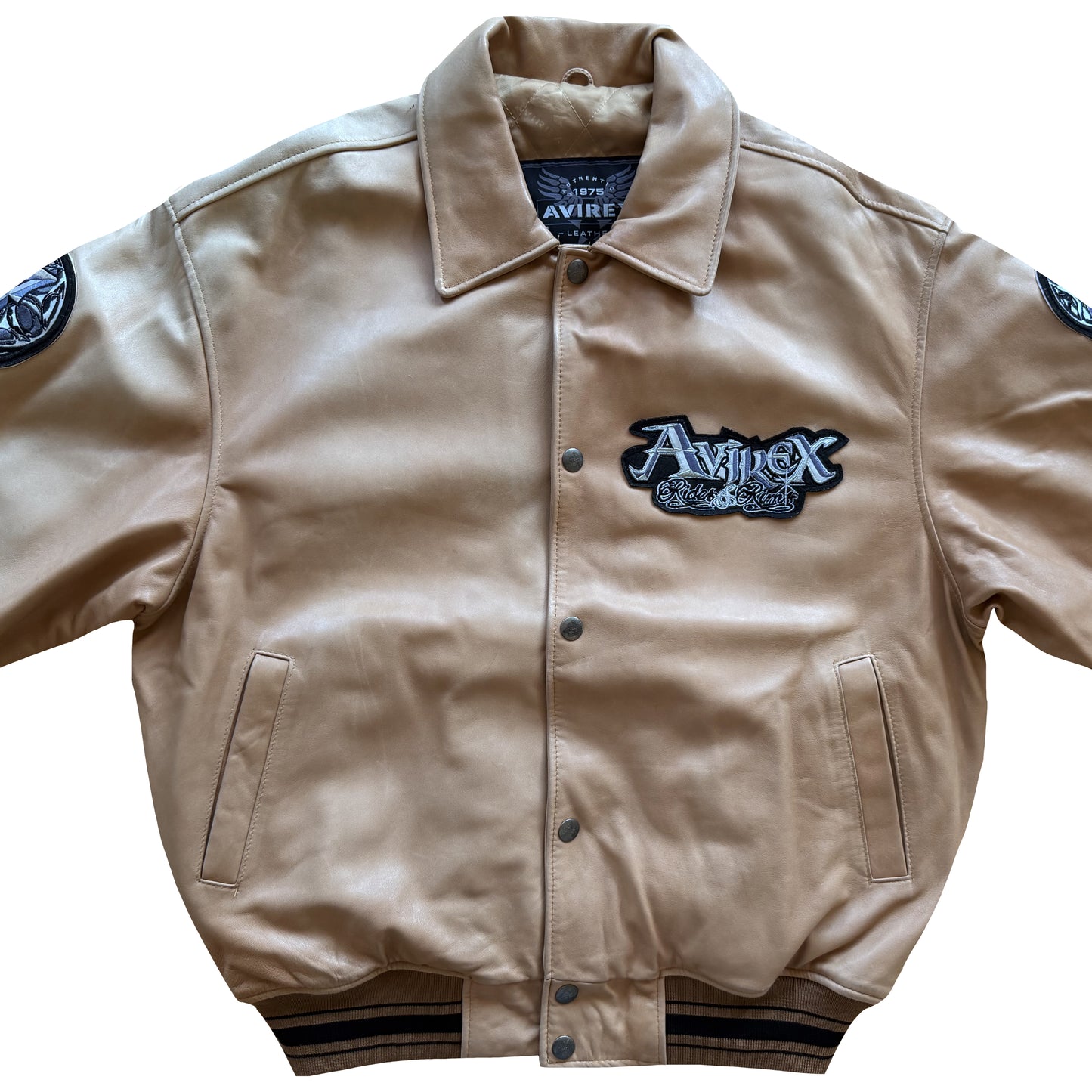 Avirex 'Rides & Rims' Leather Varsity Jacket - L