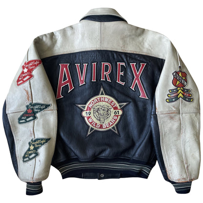 Avirex Wild Bears Leather Varsity Jacket - S