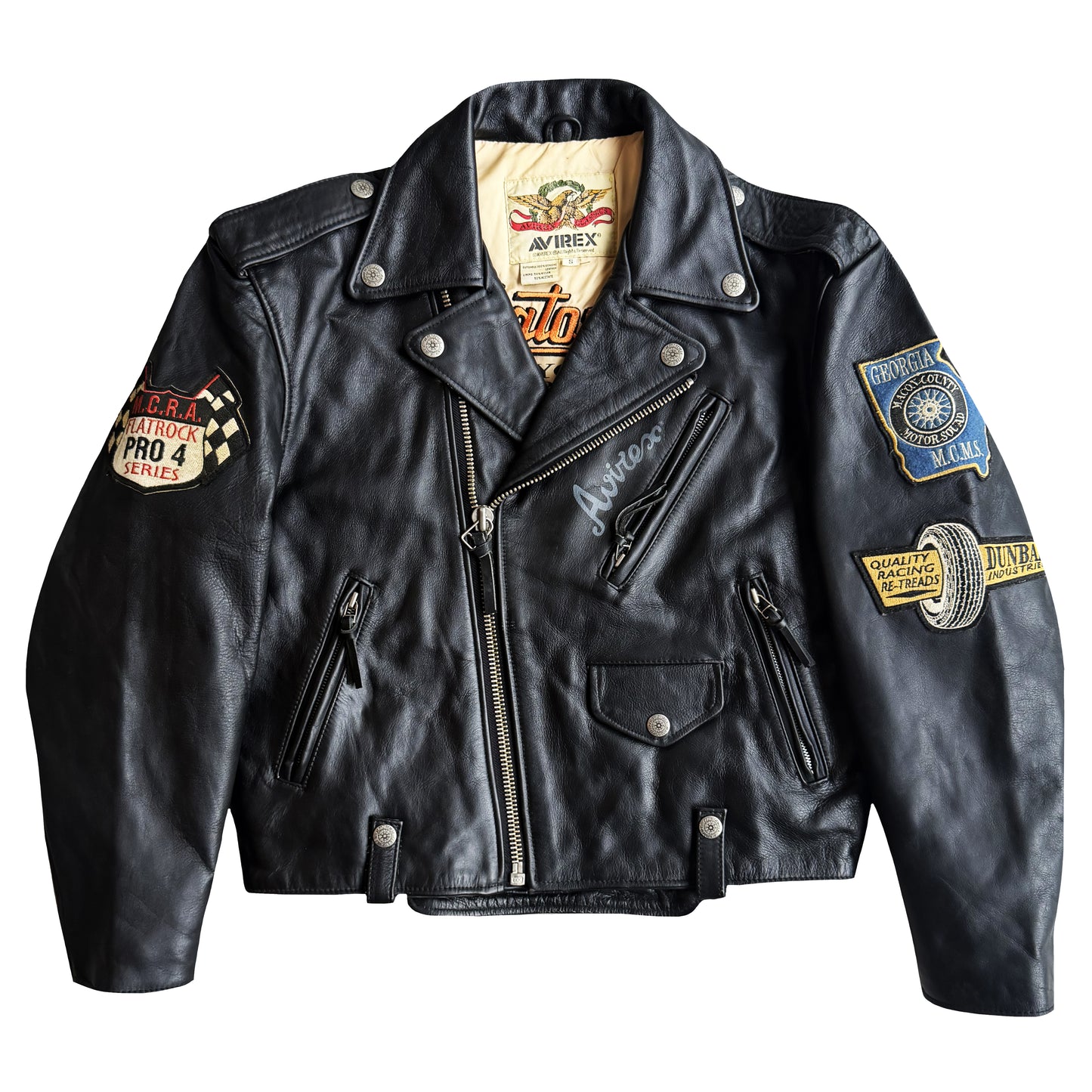 Avirex 'Jet City' Leather Biker Jacket - S/M