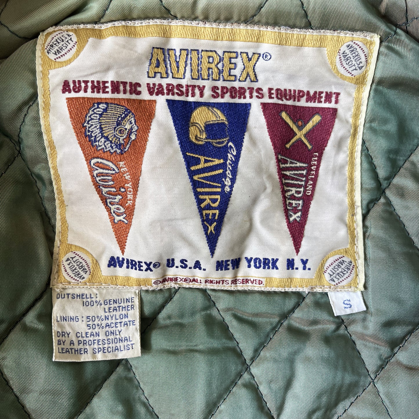 Avirex Wild Bears Leather Varsity Jacket - S
