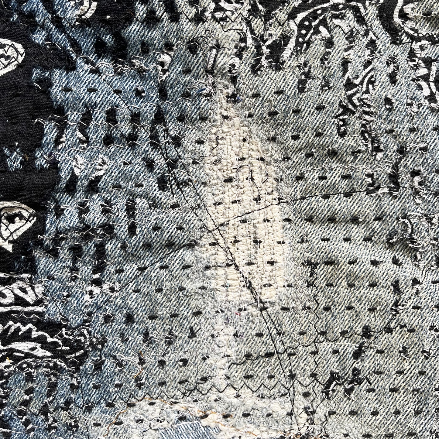 Boro Patchwork Sashiko Distressed Jeans - W34"
