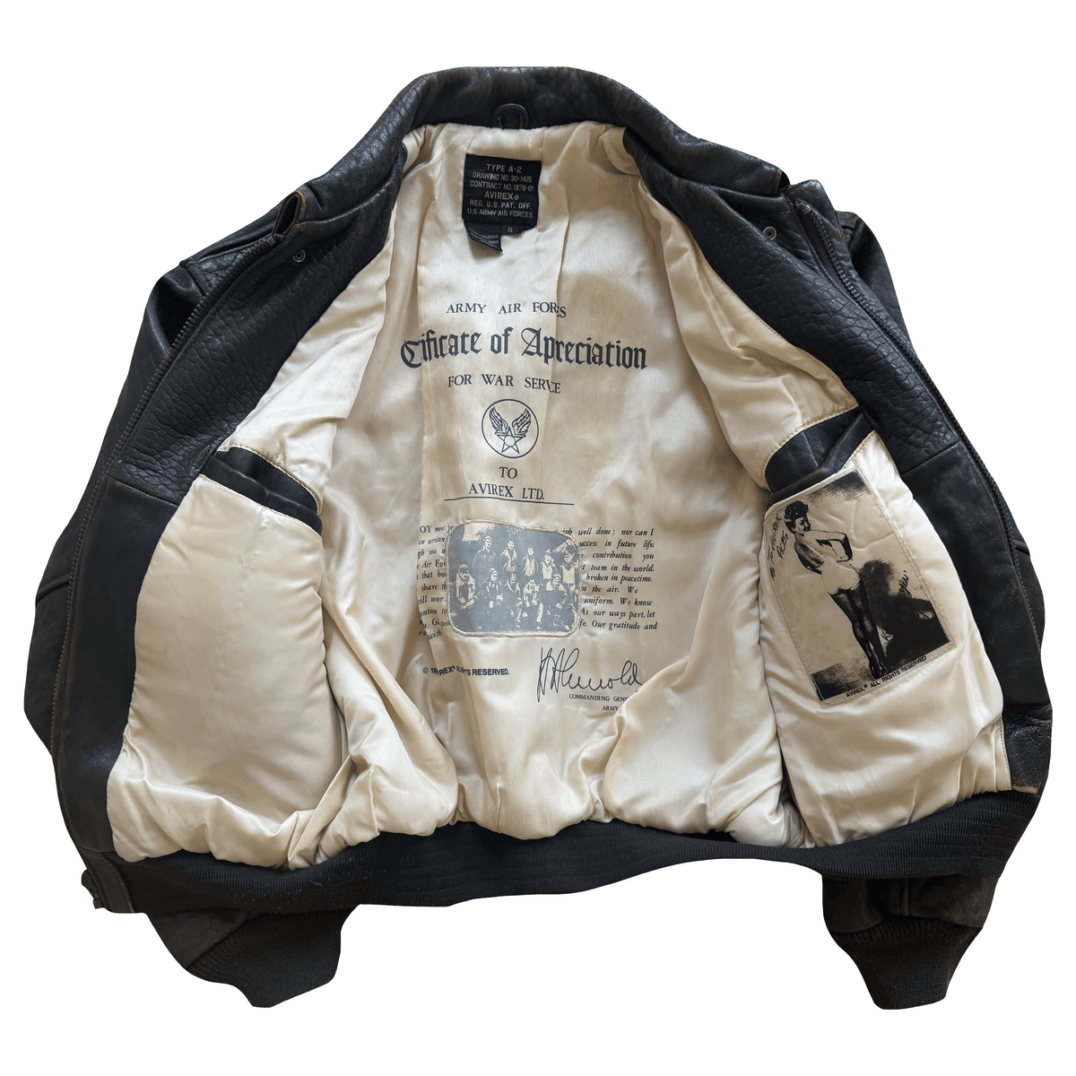 Avirex 'Lucky Strike' A2 Leather Flight Jacket - S / M