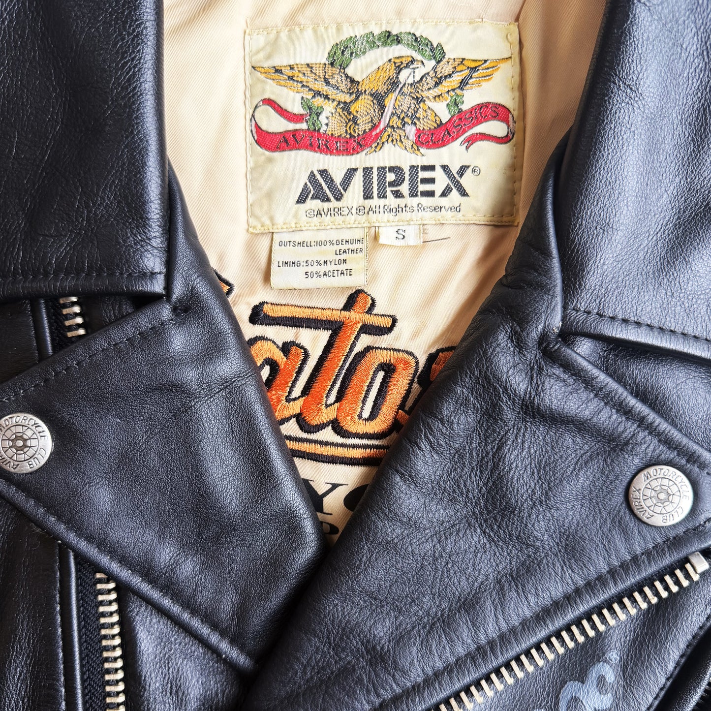 Avirex 'Jet City' Leather Biker Jacket - S/M