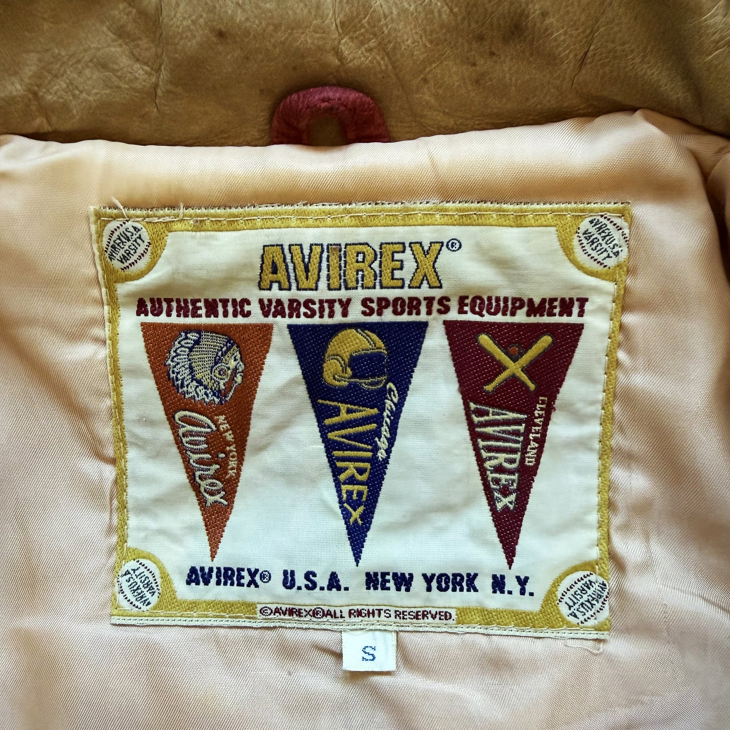 Avirex 'Chief High Hawk' Leather Varsity Jacket - S