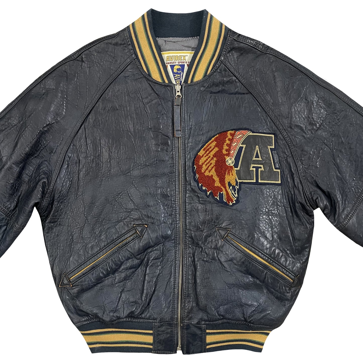 Avirex Tomahawks Leather Varsity Jacket - S
