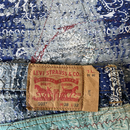 Boro Bandana Sashiko Distressed Jeans - W36"