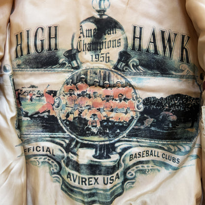 Avirex 'Chief High Hawk' Leather Varsity Jacket - S