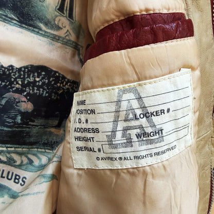 Avirex 'Chief High Hawk' Leather Varsity Jacket - S