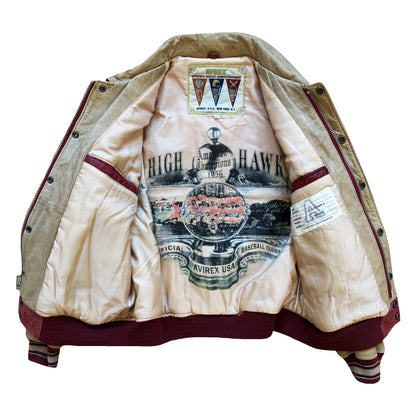 Avirex 'Chief High Hawk' Leather Varsity Jacket - S