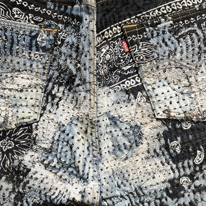 Boro Patchwork Sashiko Distressed Jeans - W34"
