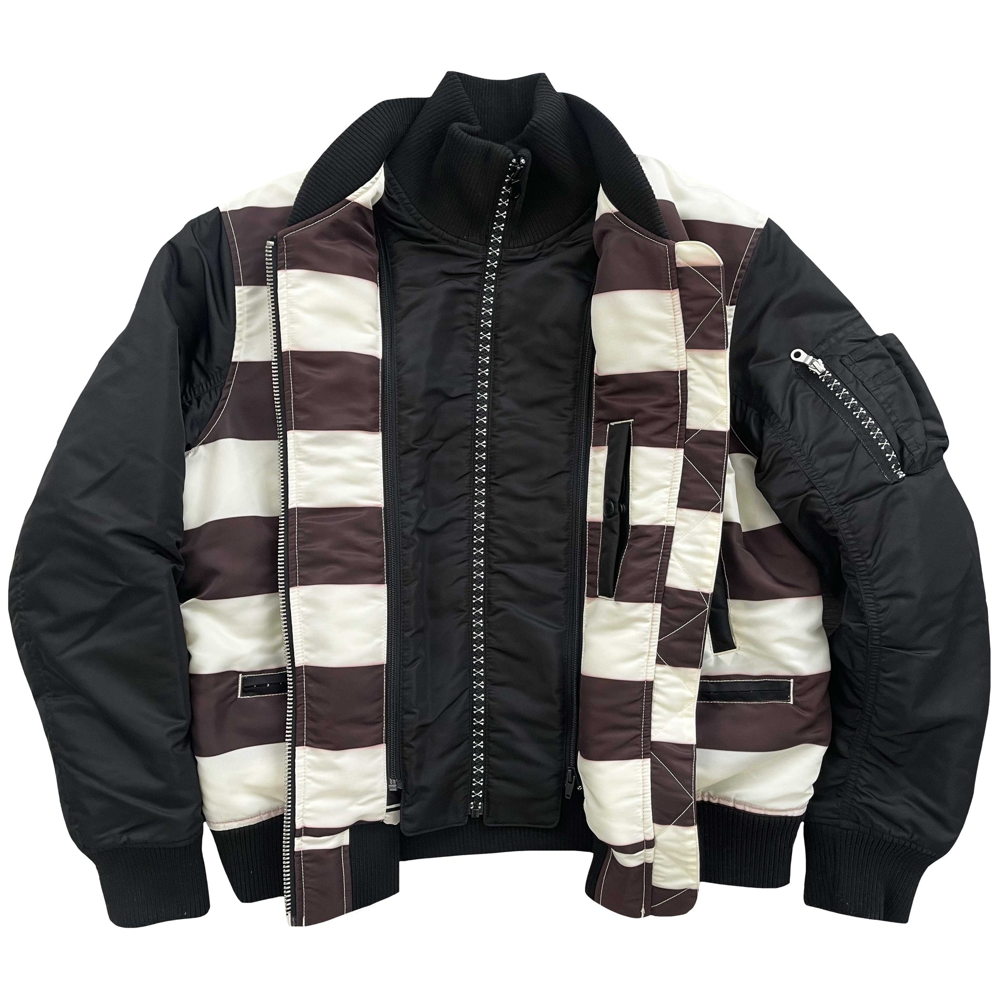 Vanson Leathers Striped Bomber Jacket