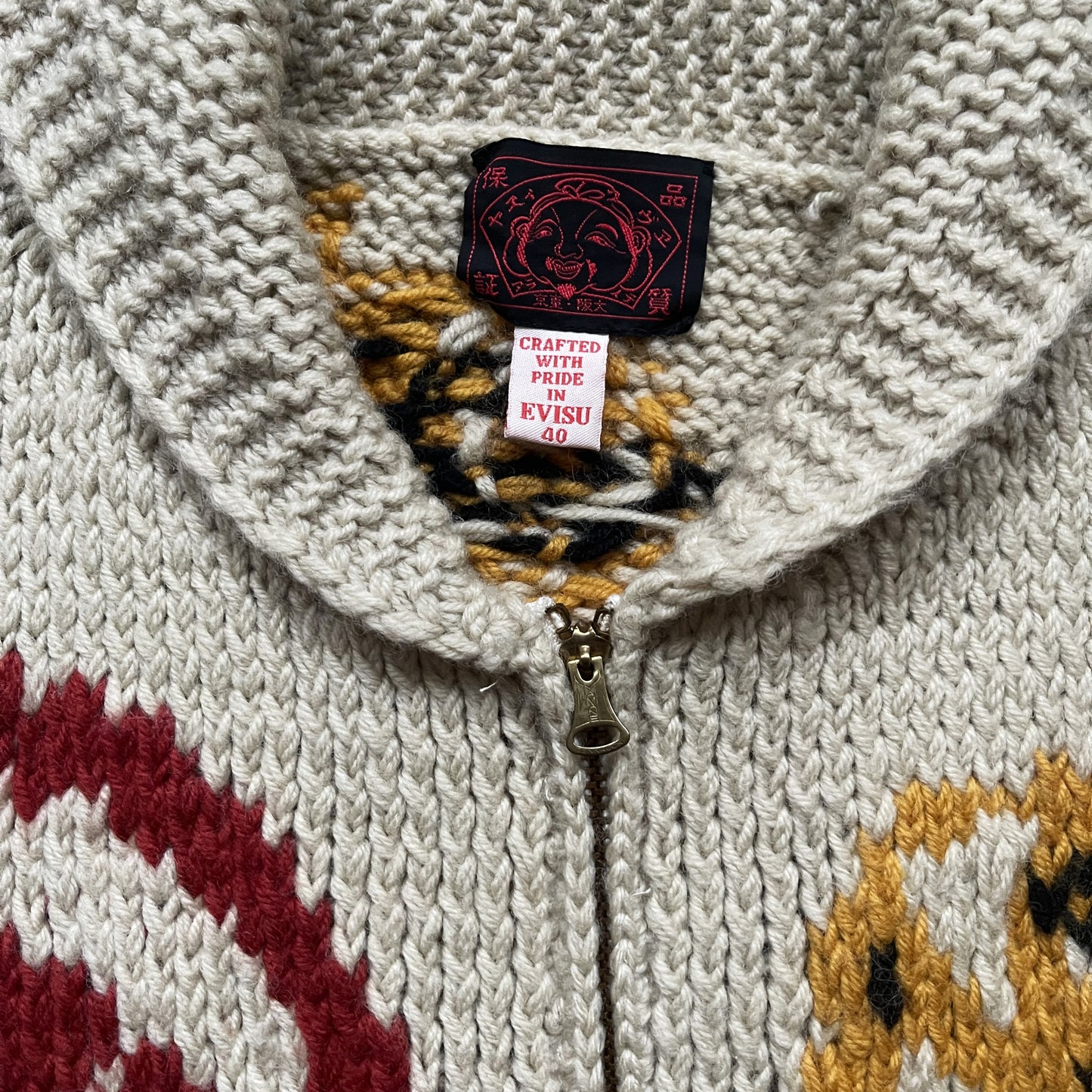 Evisu Genes Cowichan Knitted Cardigan - M