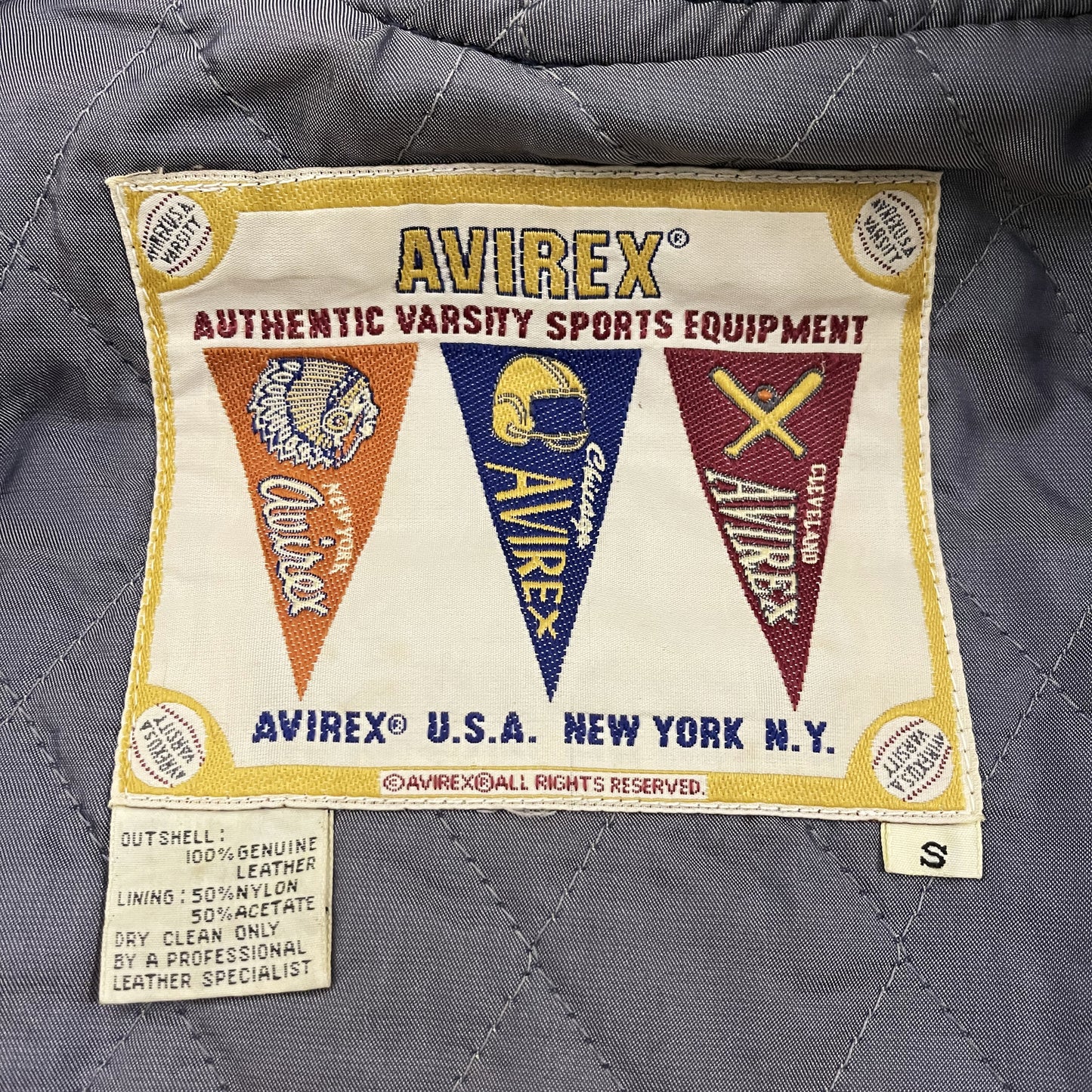 Avirex Tomahawks Leather Varsity Jacket - S
