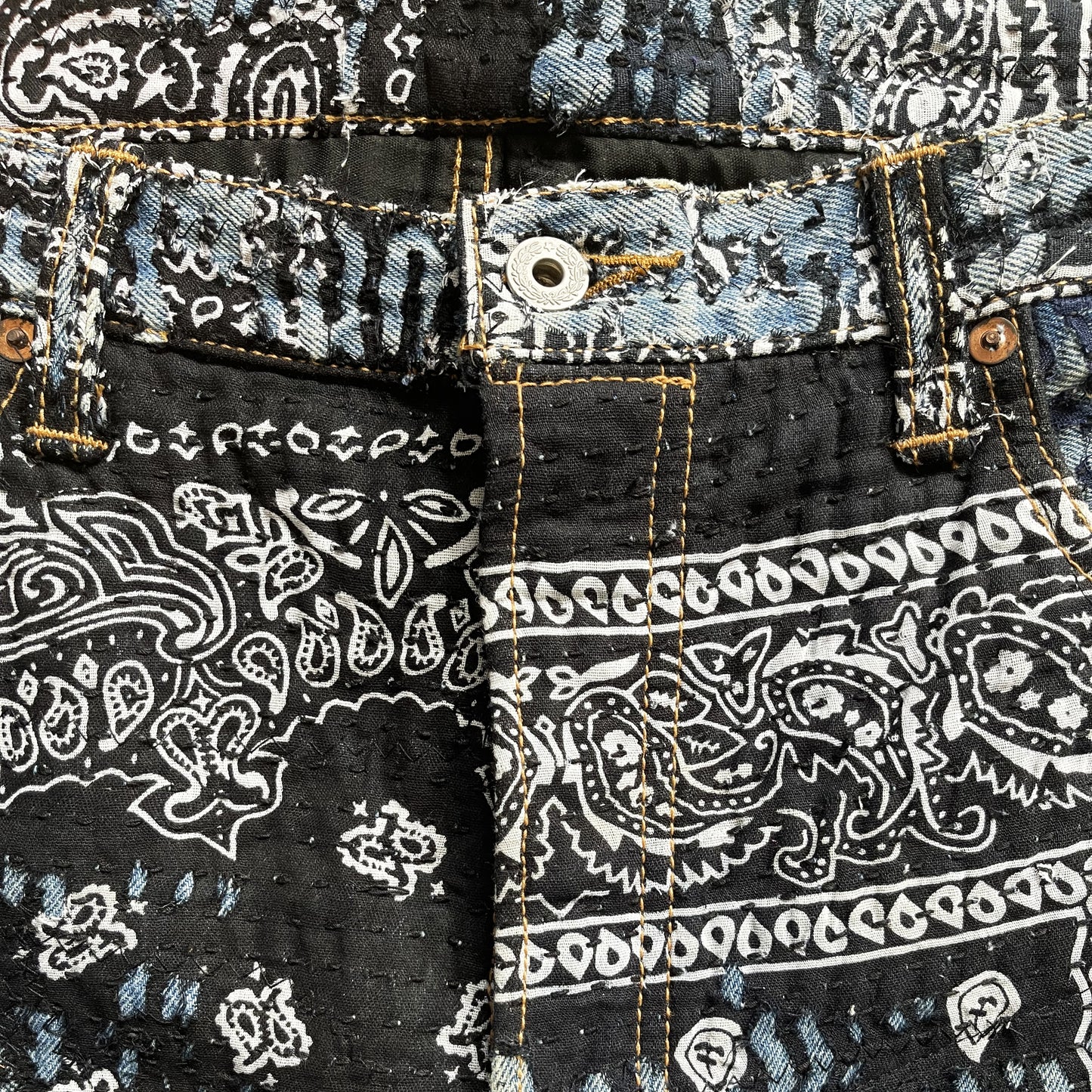 Boro Patchwork Sashiko Distressed Jeans - W34"
