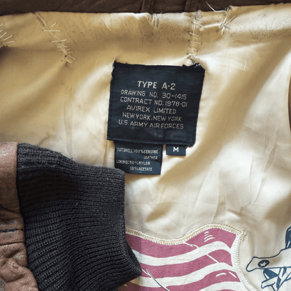 Avirex 1988 Original A2 Leather Flight Jacket - M