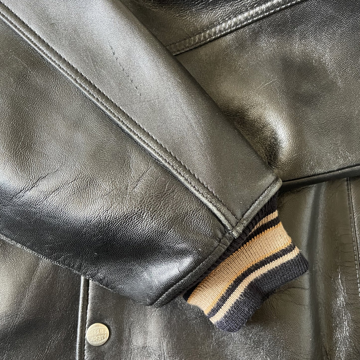Avirex 'Speed Tigers' Leather Varsity Jacket - L