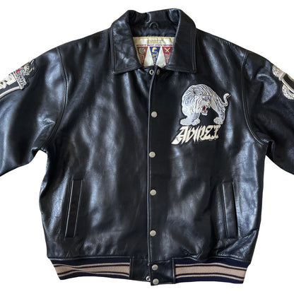 Avirex 'Speed Tigers' Leather Varsity Jacket - L