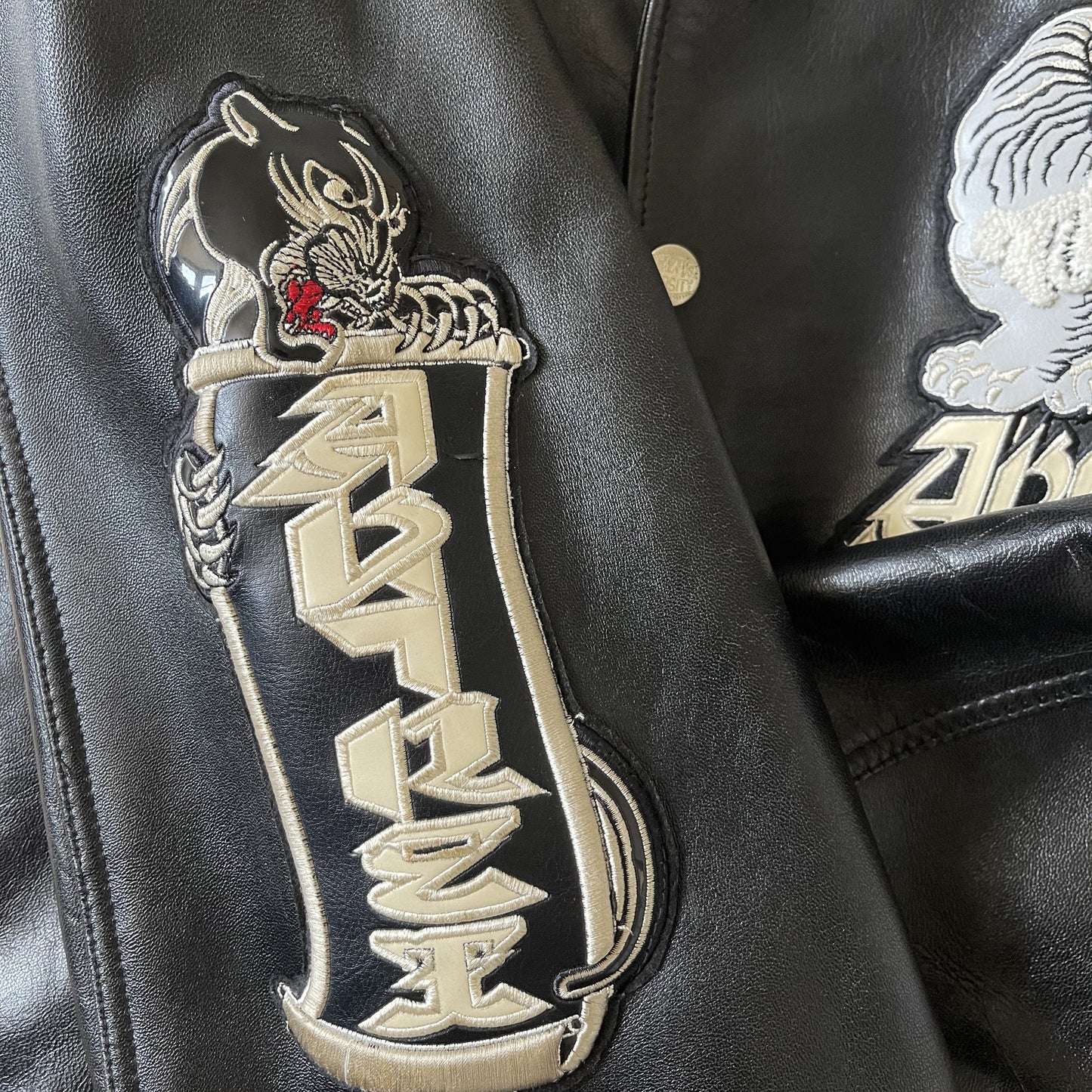 Avirex 'Speed Tigers' Leather Varsity Jacket - L