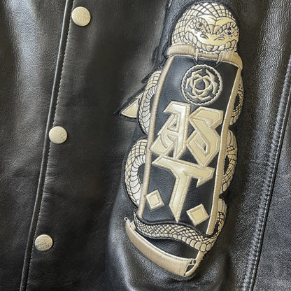 Avirex 'Speed Tigers' Leather Varsity Jacket - L