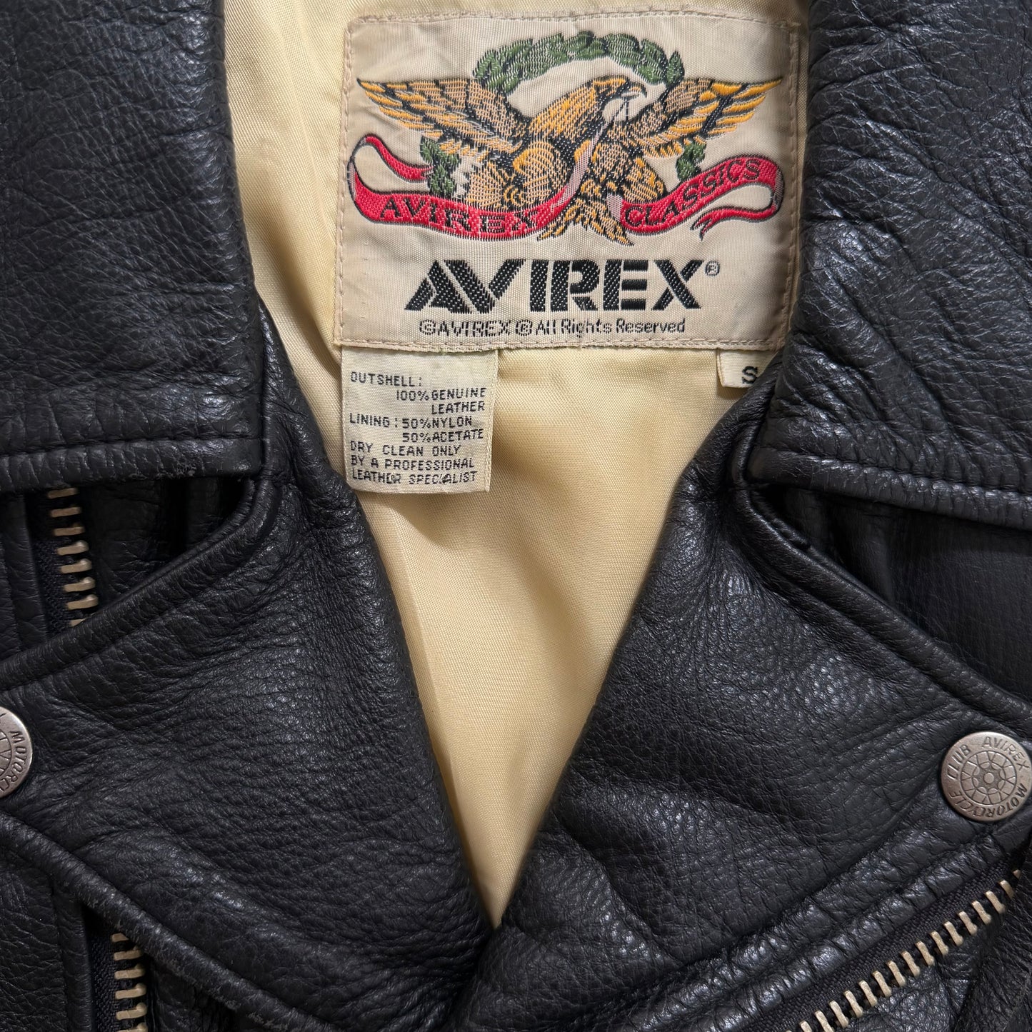 Avirex Howling Wolf Leather Biker Jacket - S
