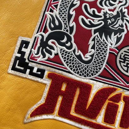 Avirex Twin Dragons Leather Varsity Jacket - L