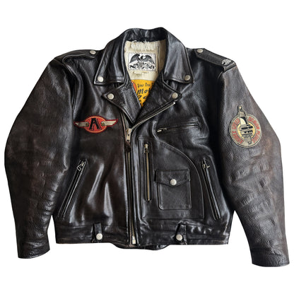 Avirex 'Slow Curves Ahead' Leather Biker Jacket - S/M