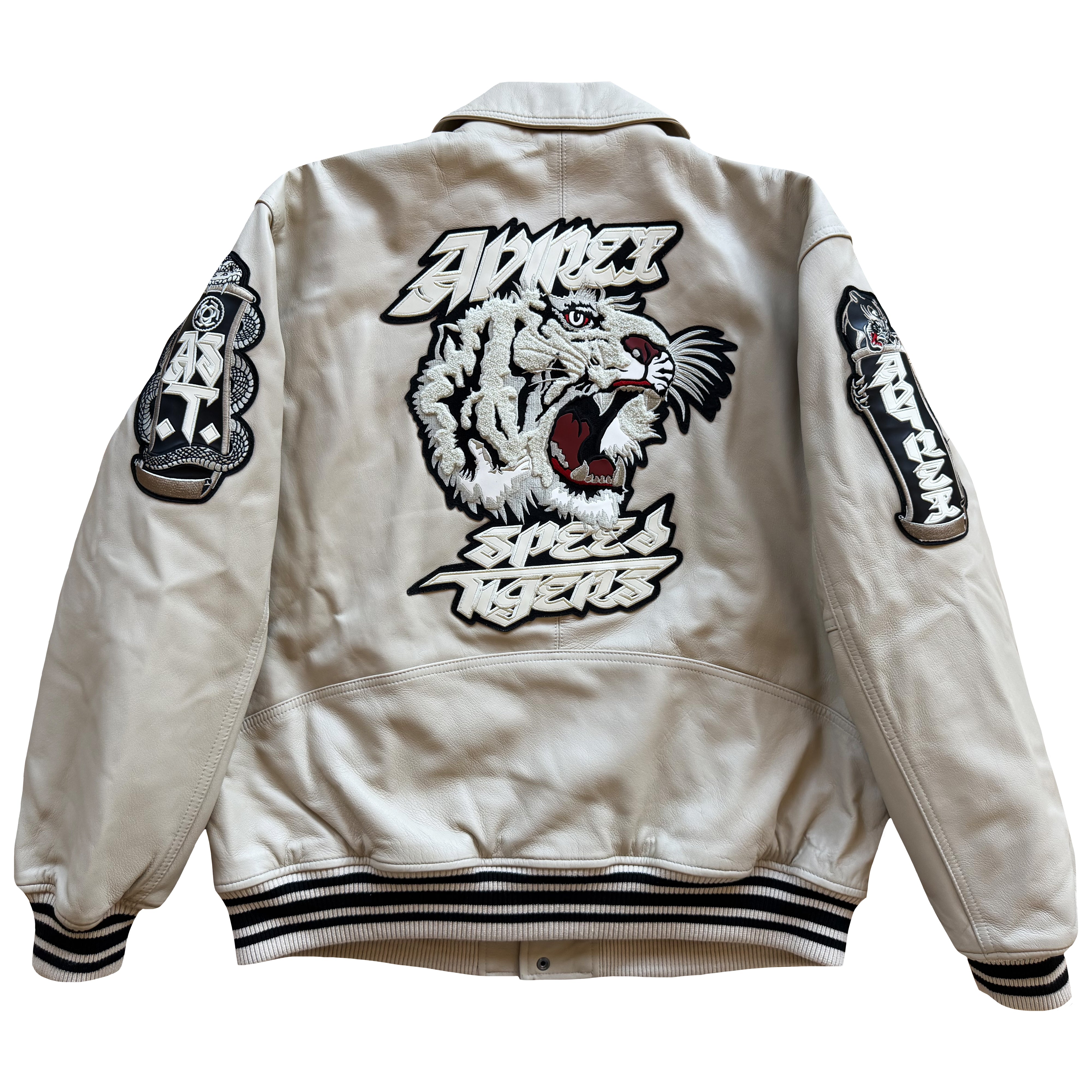 Avirex 'Speed Tigers' Leather Varsity Jacket - XL – The Holy Grail Avirex 'Speed Tigers' Leather Varsity Jacket - XL – The Holy Grail