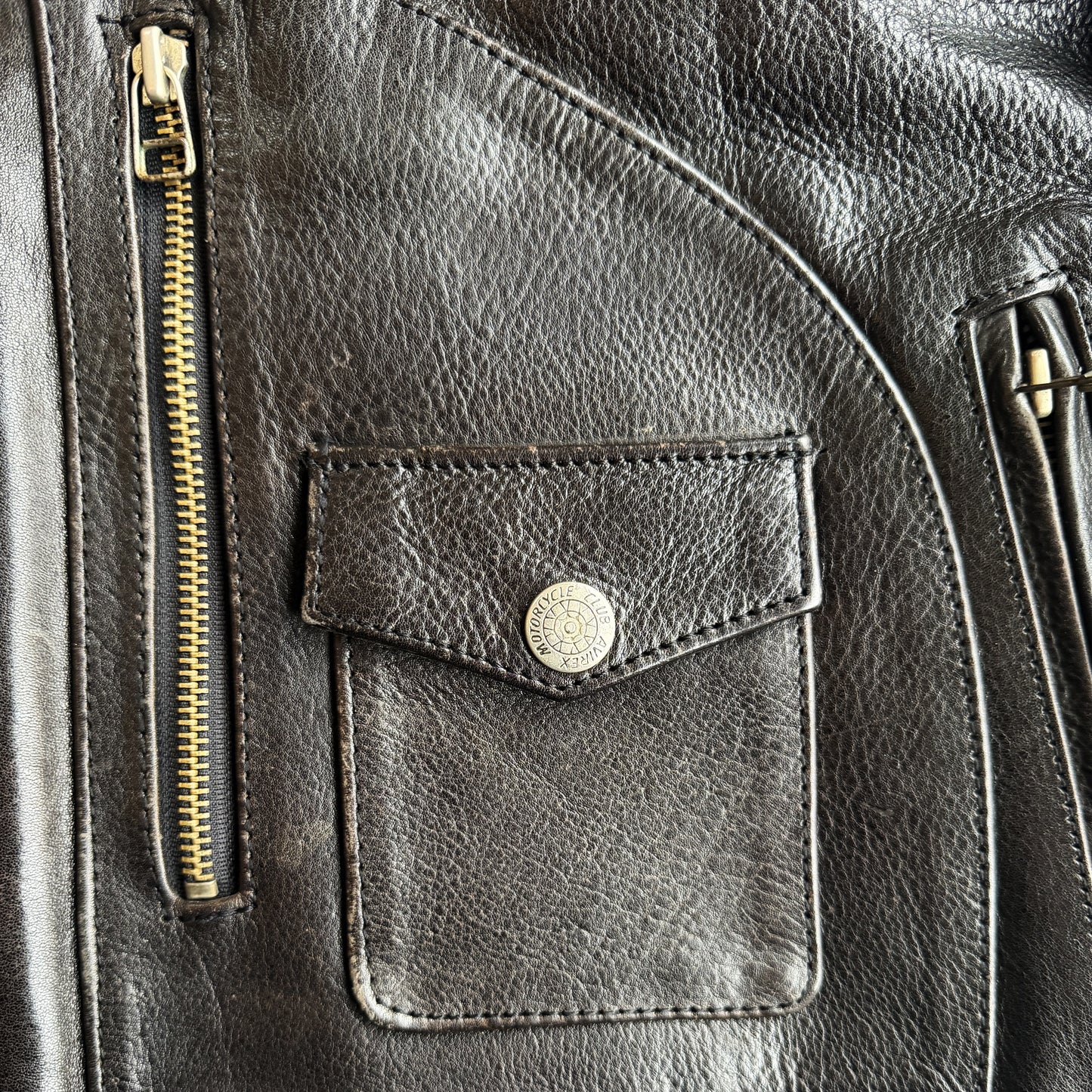 Avirex 'Slow Curves Ahead' Leather Biker Jacket - S/M