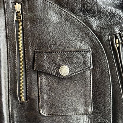 Avirex 'Slow Curves Ahead' Leather Biker Jacket - S/M