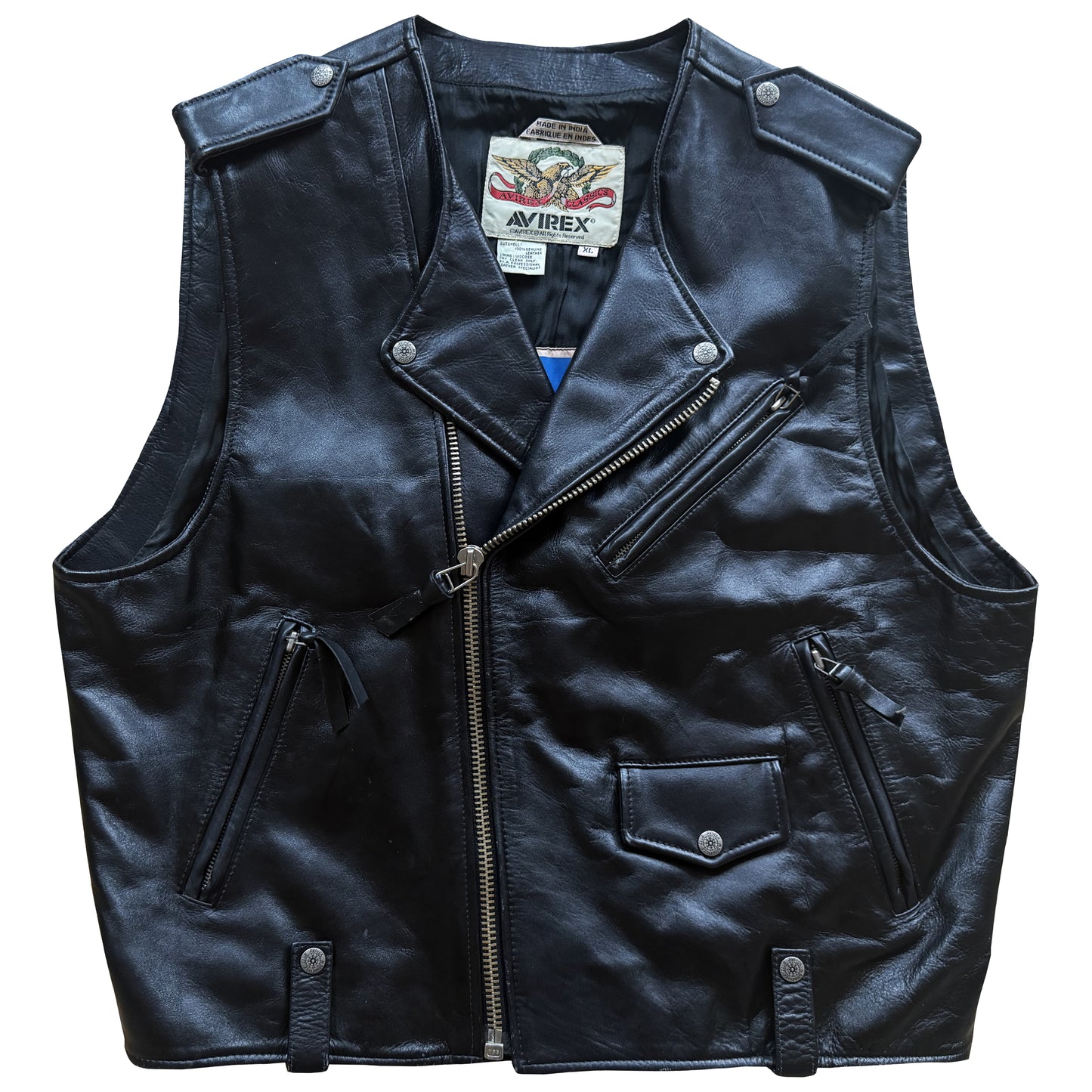 Avirex 'Desperado' Leather Biker Vest - XL