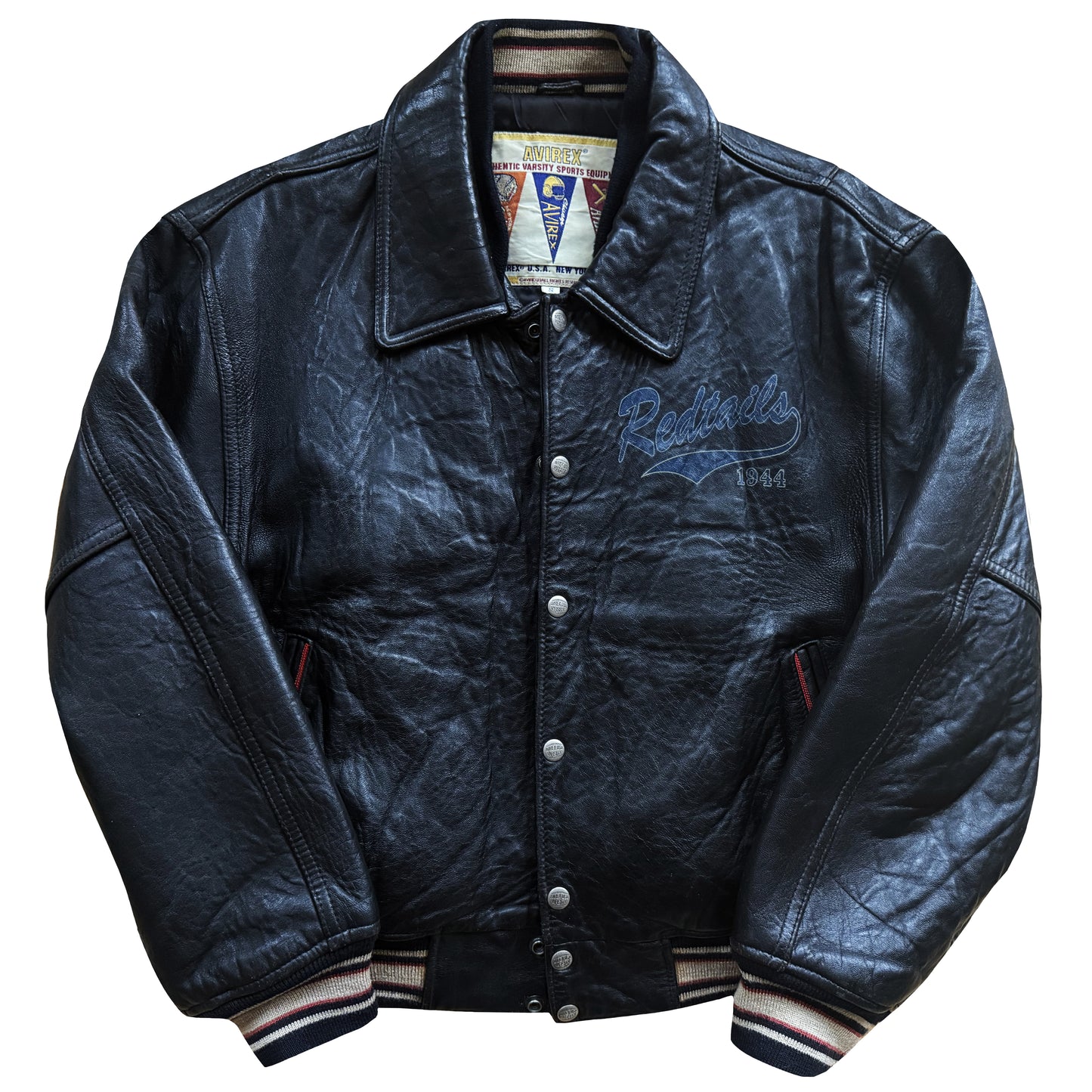 Avirex 'Red Tails' Leather Varsity Jacket - S
