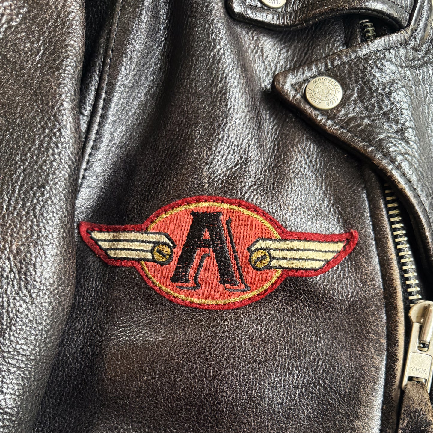 Avirex 'Slow Curves Ahead' Leather Biker Jacket - S/M